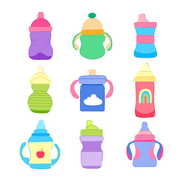 Vector sippy cup set cartoon vectorillustratie