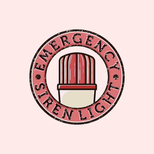 Luce della sirena luce di emergenza luce dell'ambulanza luce della polizia o luce di avvertimento logo illustrazione vettoriale design lampeggiatore rosso o luce della sirena illustrazione in stile vintage luce di emergenza logo concept