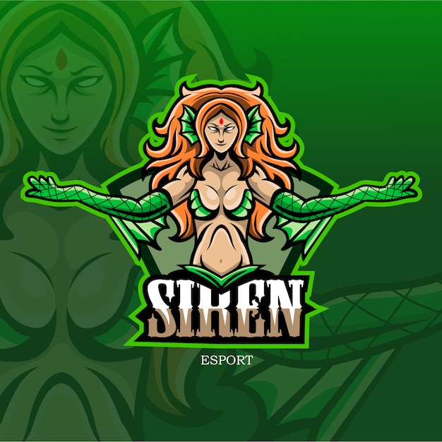 Sirene mascotte esport logo.