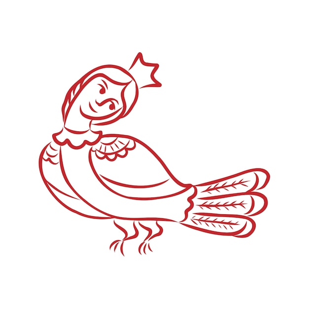 Sirin - illustration of the mythological half-woman half-bird that sings songs of paradise, bringing people happiness. the Sirin bird sketch vector illustration