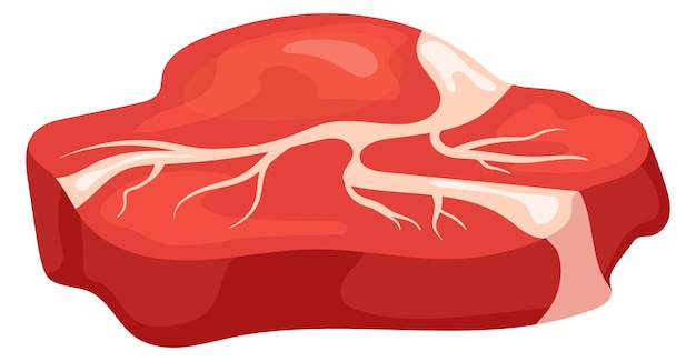 Icona bistecca di controfiletto carne di manzo cruda dei cartoni animati