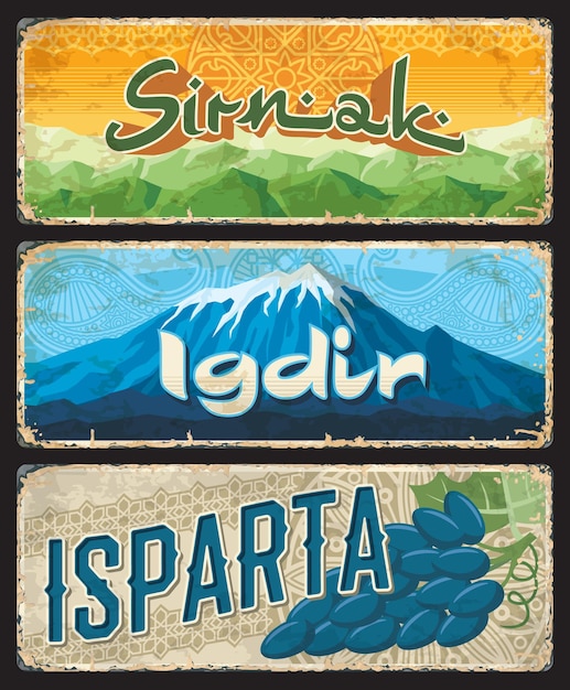 Sirnak, Isparta, Igdir, Turkish il province plates