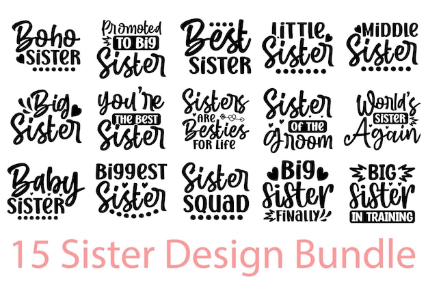 Vector sister svg design bundle