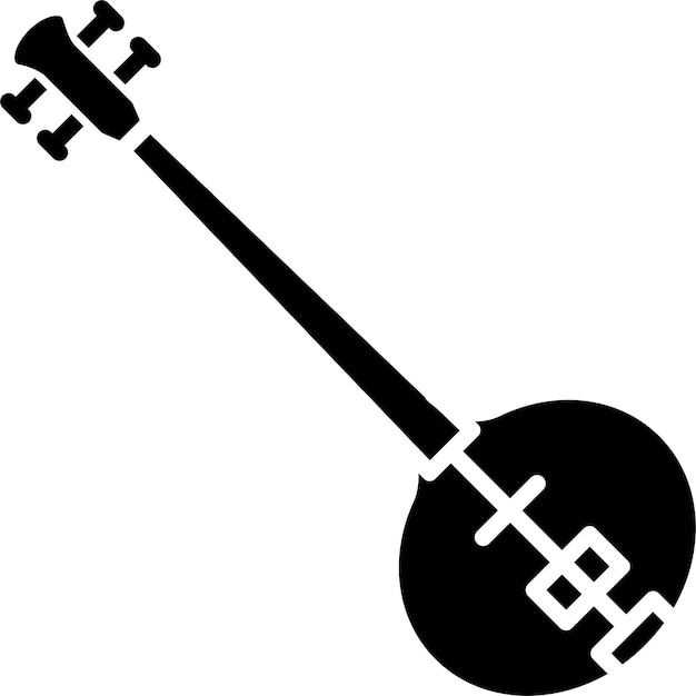 Vector sitar solid and glyph vector illustration