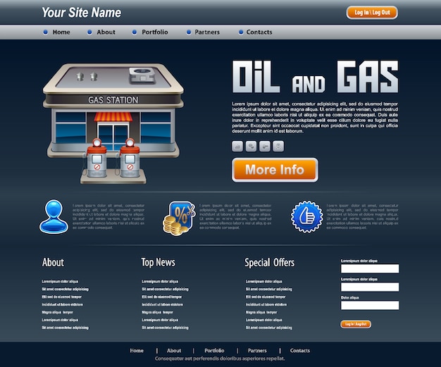 Sito sul concetto di petrolio e gas per web e applicazioni