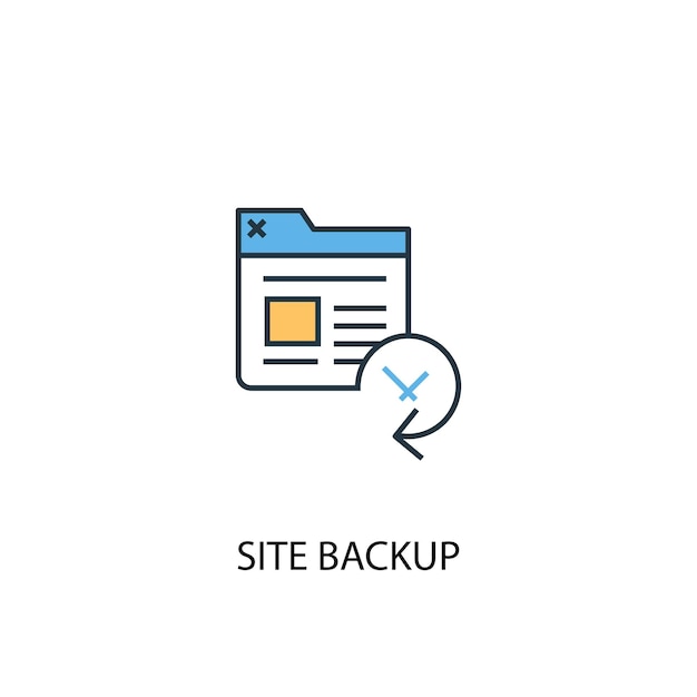 Site backup concept 2 colored line icon. simple yellow and blue element illustration. site backup concept outline symbol design