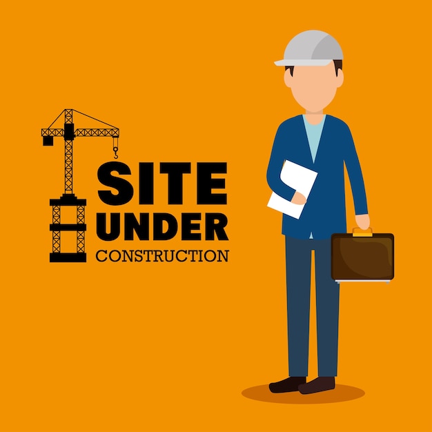 site under construction man manager icon