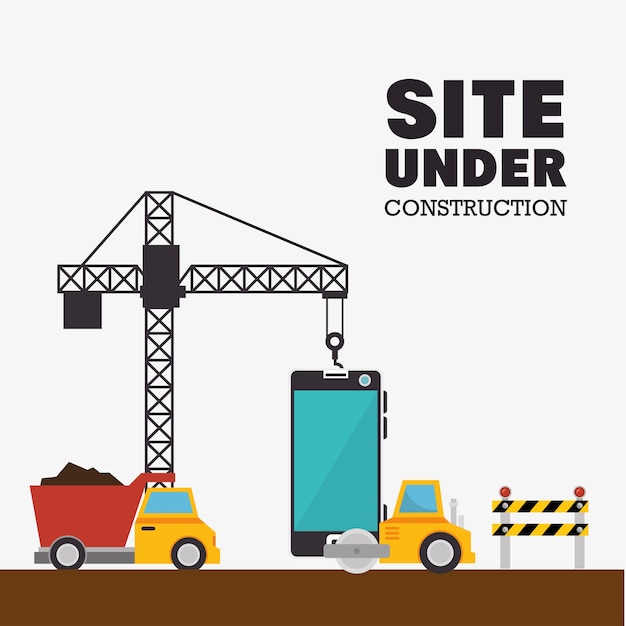 site under construction mobile and truck machinery 