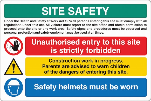 Vector site safety warning sign boards iso 7010 unauthorised entry to this site is strictly forbidden