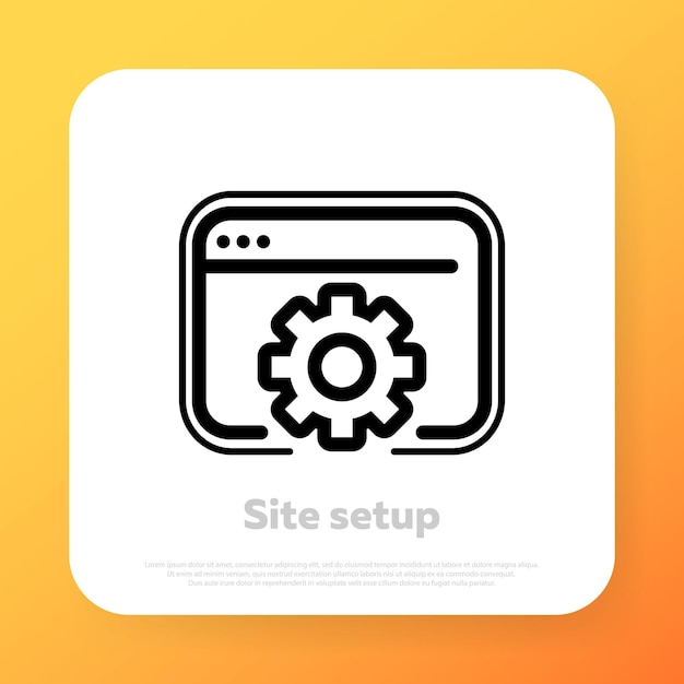 Site setup line sign. Computer repair sarvice. landing pages. Vector line icon for Business and Advertising