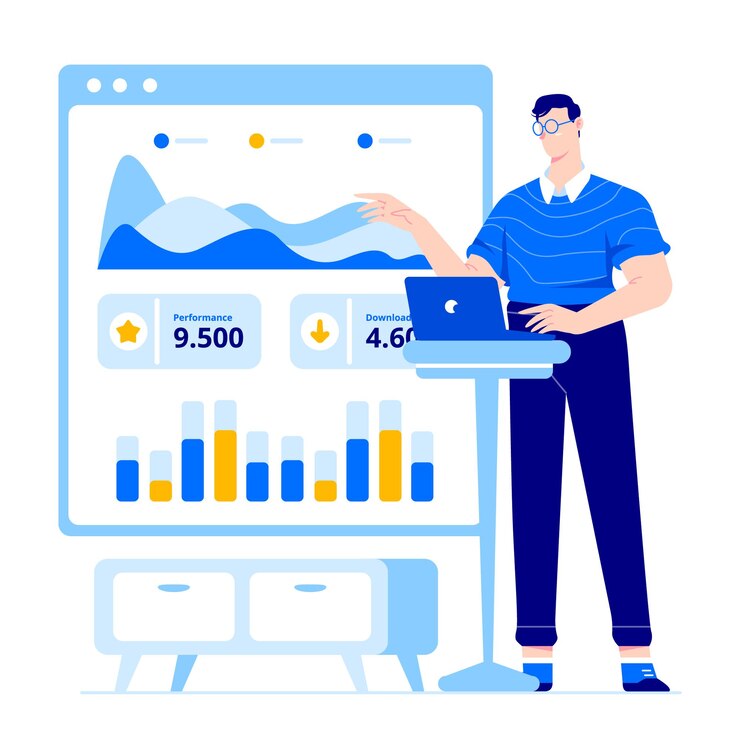 Vector site stats concept illustration