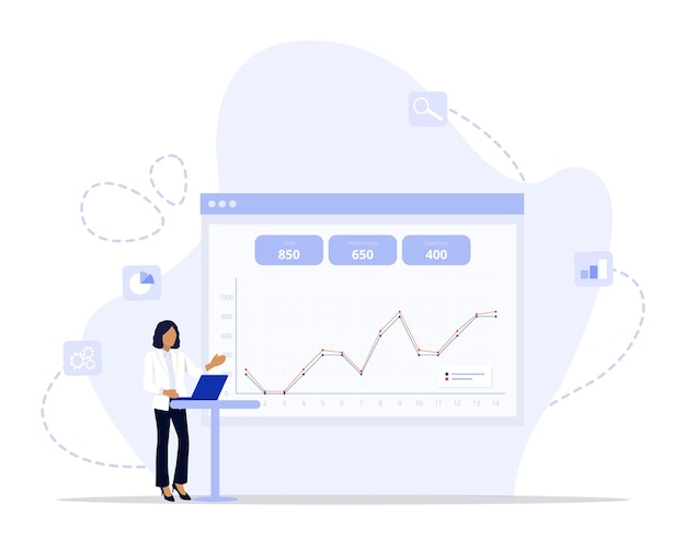 Illustrazione di concetto di statistiche del sito