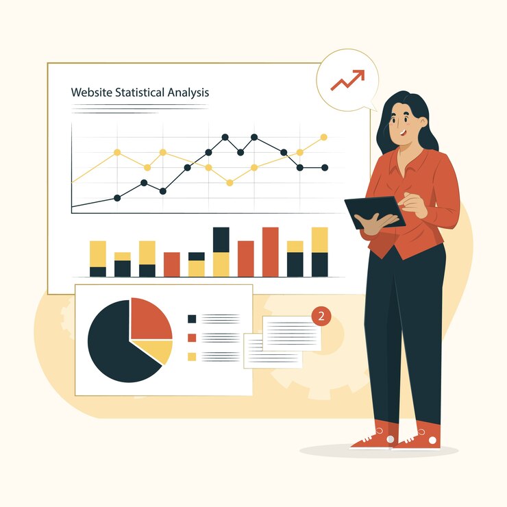 Vector site stats concept website statistical analysis illustration