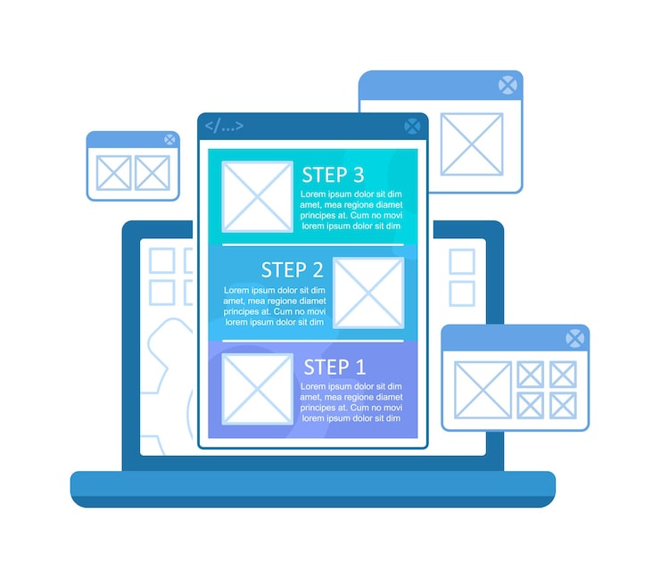 Vector site structure infographic chart design template. information organization. abstract vector infochart with blank copy spaces. instructional graphics with 3 step sequence. visual data presentation