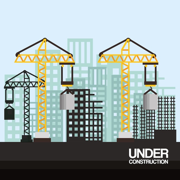 Site with cranes and skyscraper under construction