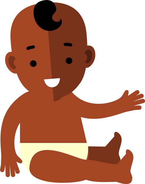 Sitting African American Black Baby Infant Child Flat Style