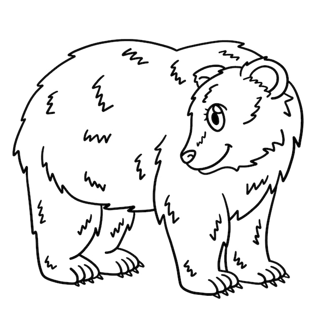 Sitting Baby Bear Isolated Coloring Page for Kids