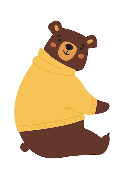 스웨터를 입고 앉아있는 곰