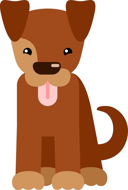 Сидящая коричневая собака в плоском стиле