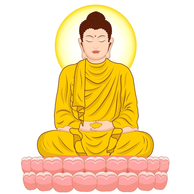 Vector sitting buddha on a white background vector illustration amitabha buddha cartoon sketch