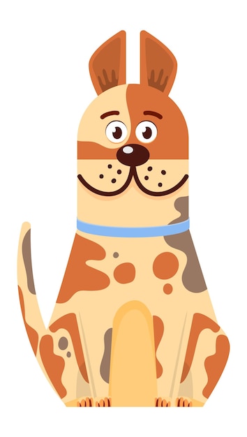 Sitting dog icon. Front view. Happy cartoon character