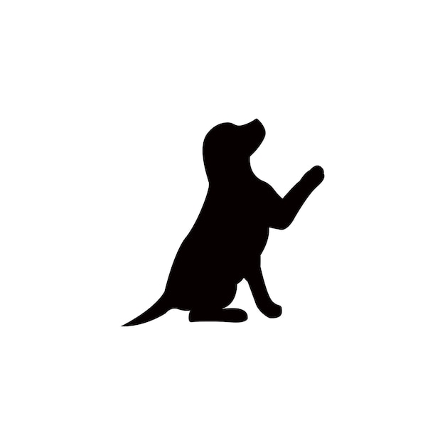 sitting dog silhouette logo design vector