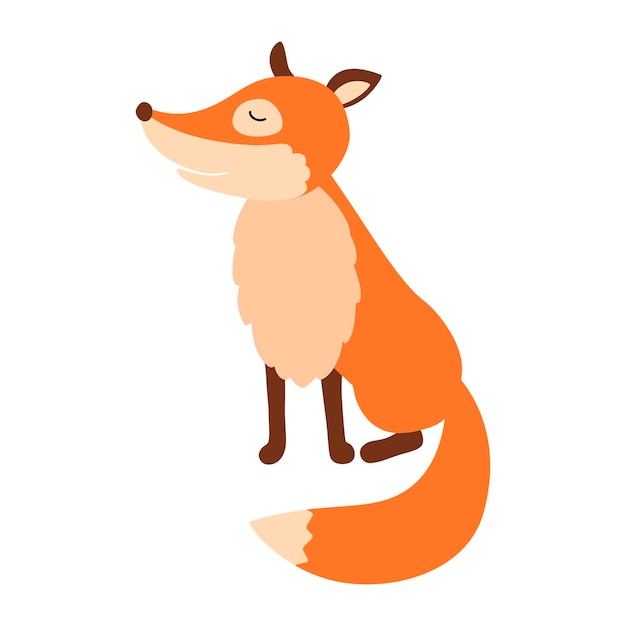 Sitting fox isolated on a white background