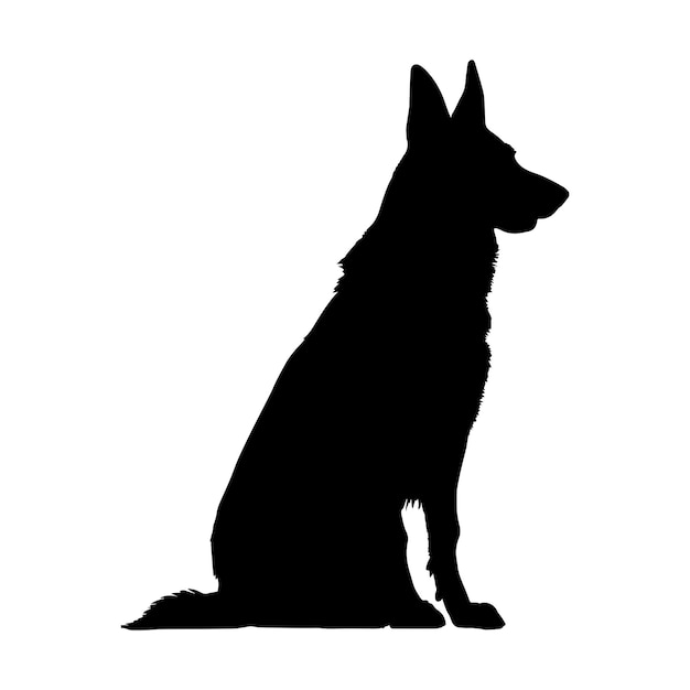 Sitting German shepperd dog silhouette isolated on a white background Vector illustration