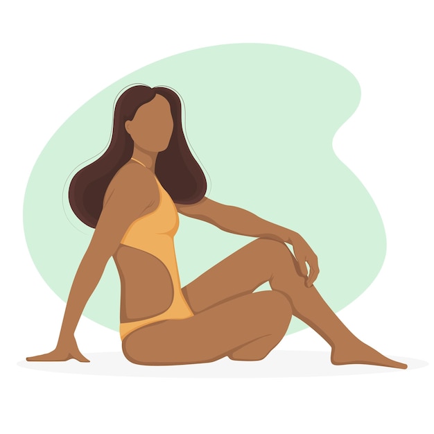 Sitting woman in a swimsuit Summer vector illustration