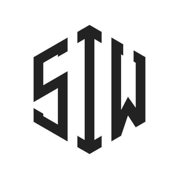 SIW ロゴ デザイン イニシャルレター SIW モノグラム 六角形の形を用いたロゴ