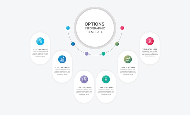 Шесть шагов опций круглый дизайн шаблона инфографики