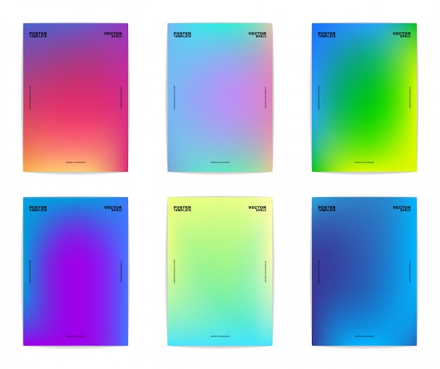 Six abstract poster templates. Colorful gradients