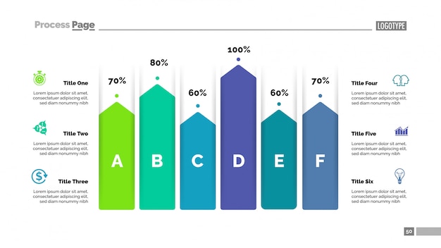 Six Arrows Bar Chart Slide Template