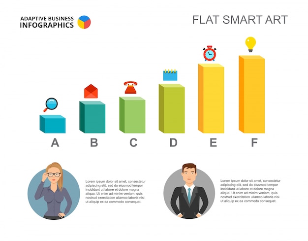 Six bars business chart slide template