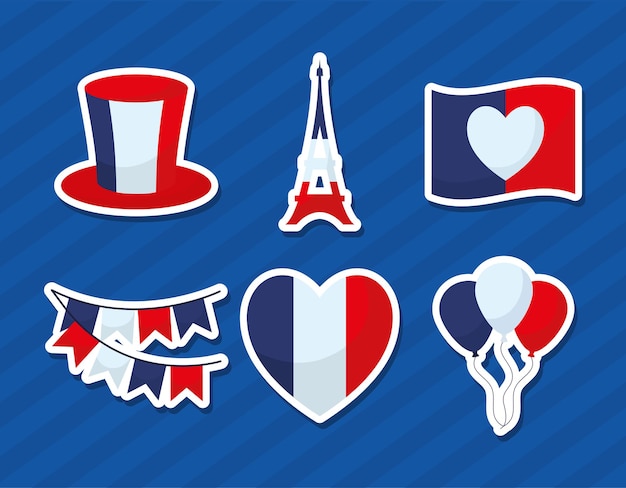 Vector six bastille day designs