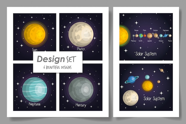 Six cards of solar system