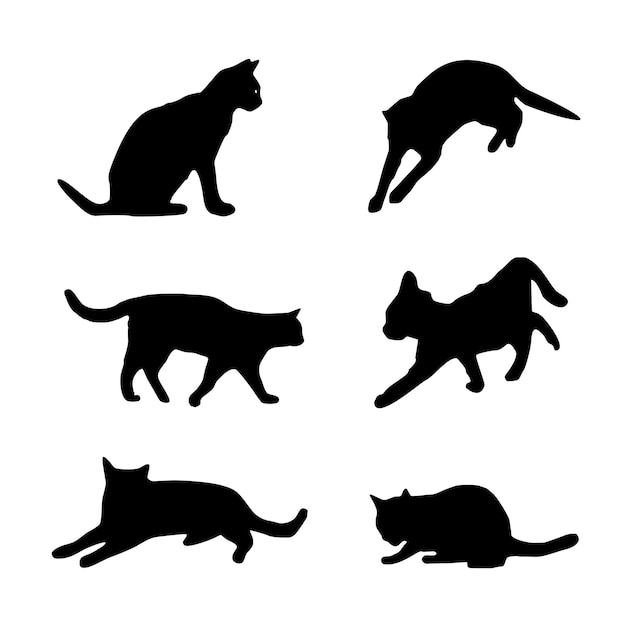 Six cats silhouettes