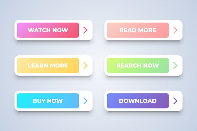 six colorful rectangular button on white 