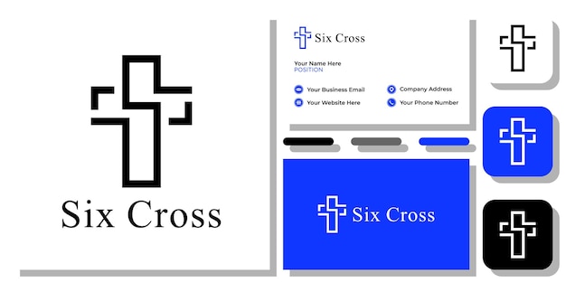 Sei croce combinazione simbolo numero astratto geometrico con modello di biglietto da visita