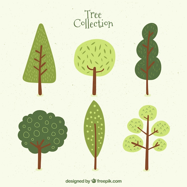 Vector six cute trees