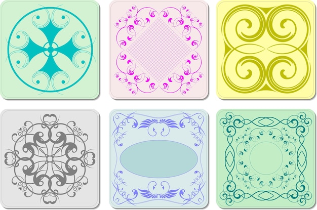 Six decorative finishing ceramic tiles Vector illustration
