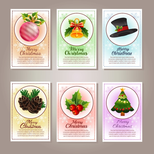 Six design of christmas card