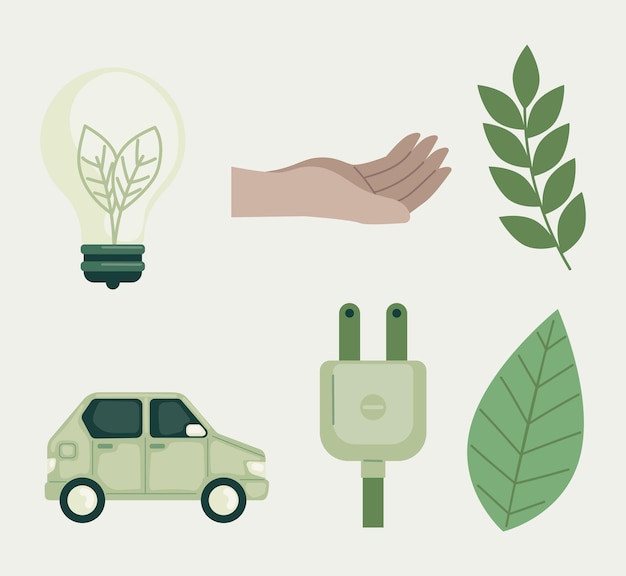 Six eco friendly icons