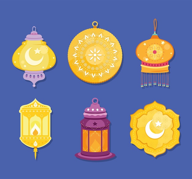 Six eid mubarak icons