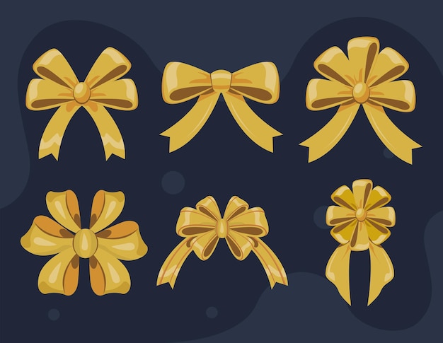 Six golden bows icons