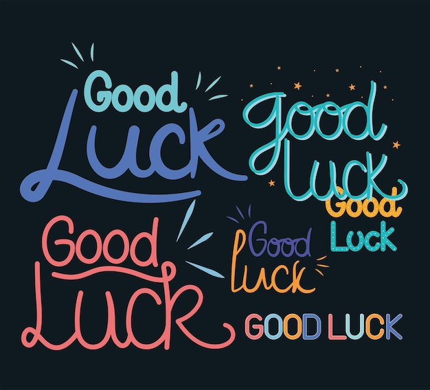 Vector six good luck quotes