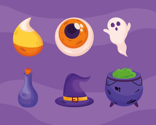 Six halloween celebration icons