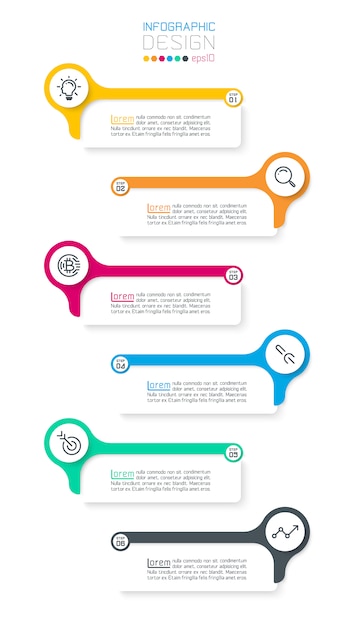 Шесть горизонтальных инфографики бар.