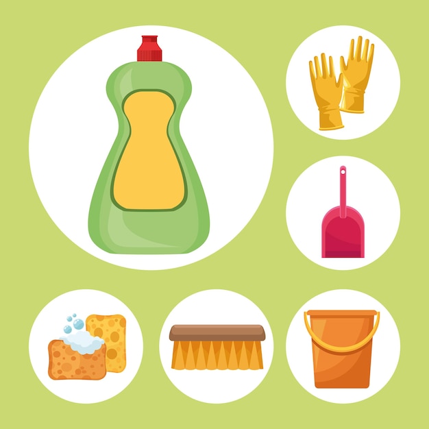 Vector six housekeeping chores icons