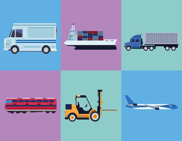 Vector six logistic icons